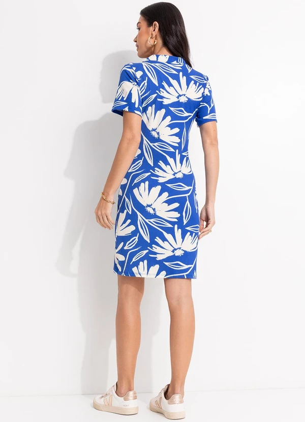 Quintess - Vestido Floral Azul em Canelado 5