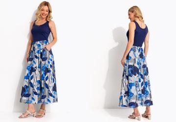 Vestido Floral Azul em Malha Fria