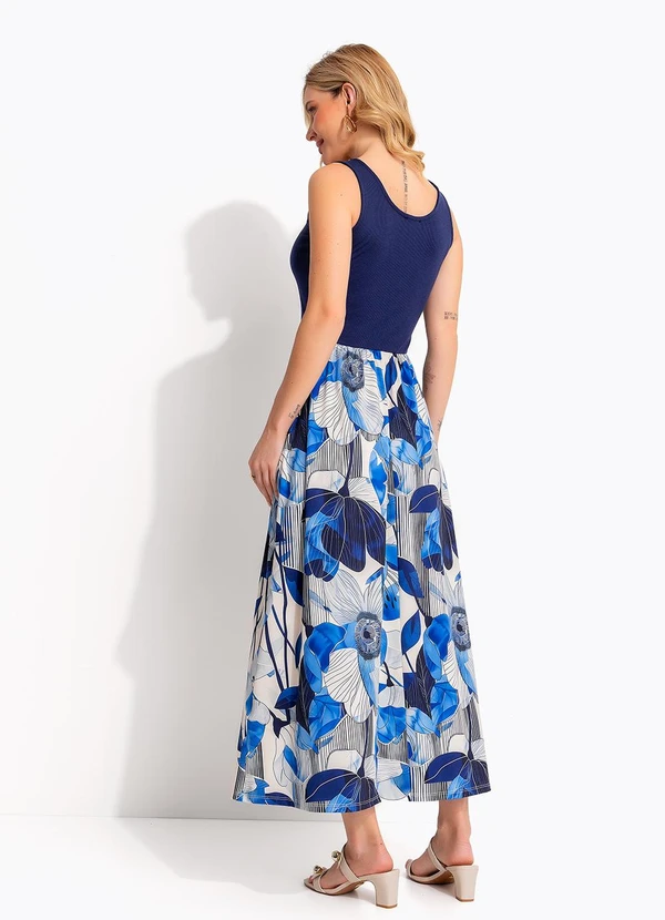Quintess - Vestido Floral Azul em Malha Fria 3