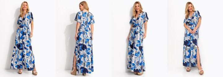 Vestido Floral Azul em Malha Fria