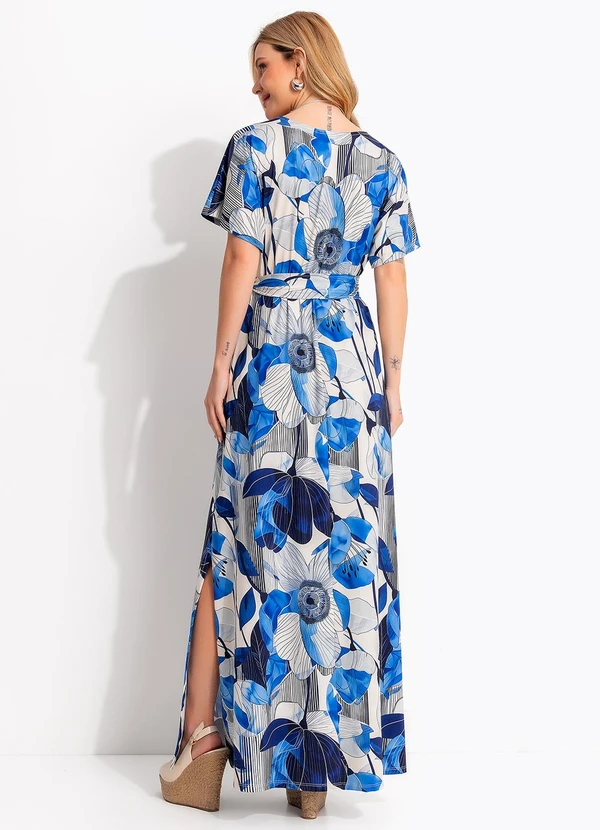 Quintess - Vestido Floral Azul em Malha Fria 5