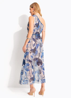 Quintess - Vestido Floral Azul em Tule - QUINTESS
