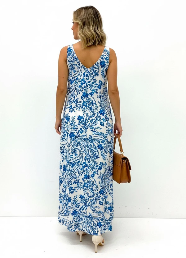 Quintess - Vestido Floral Azul em Viscose Plana 3