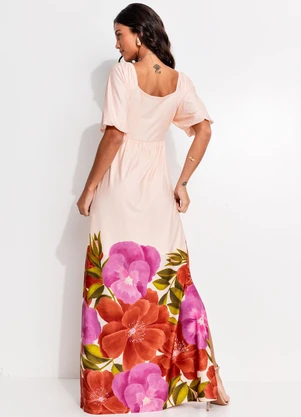 Quintess - Vestido Floral Barrado em Malha Fria - QUINTESS