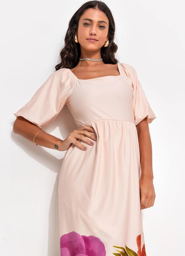 Quintess - Vestido Floral Barrado em Malha Fria 4