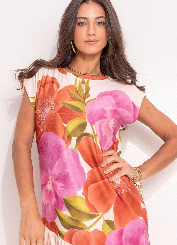 Quintess - Vestido Floral Barrado em Malha Fria 3