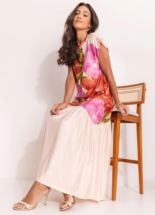 Quintess - Vestido Floral Barrado em Malha Fria 4