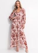 Vestido Floral Bege em Tule