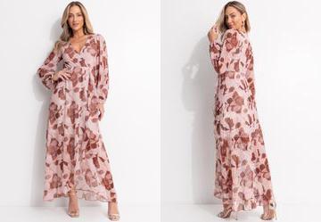 Vestido Floral Bege em Tule