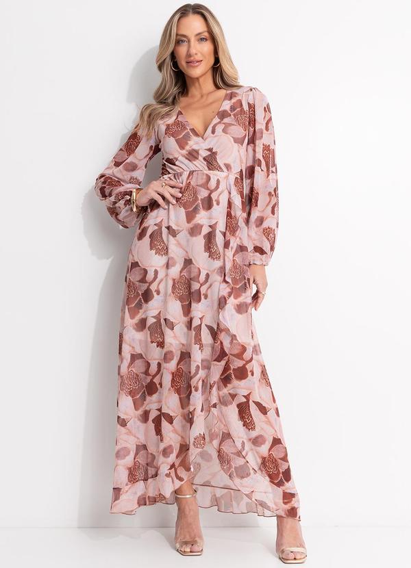Vestido (Floral Bege) em Tule