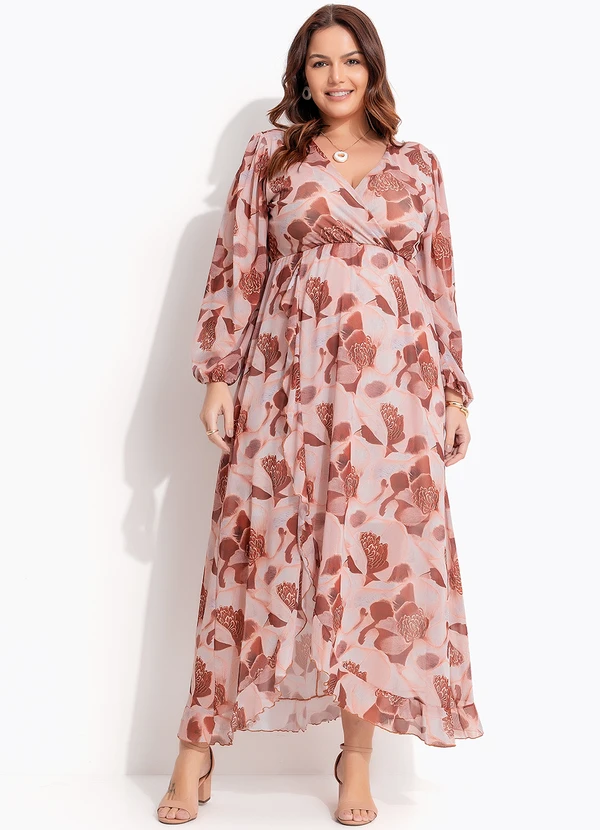 Quintess - Vestido Floral Bege em Tule 11