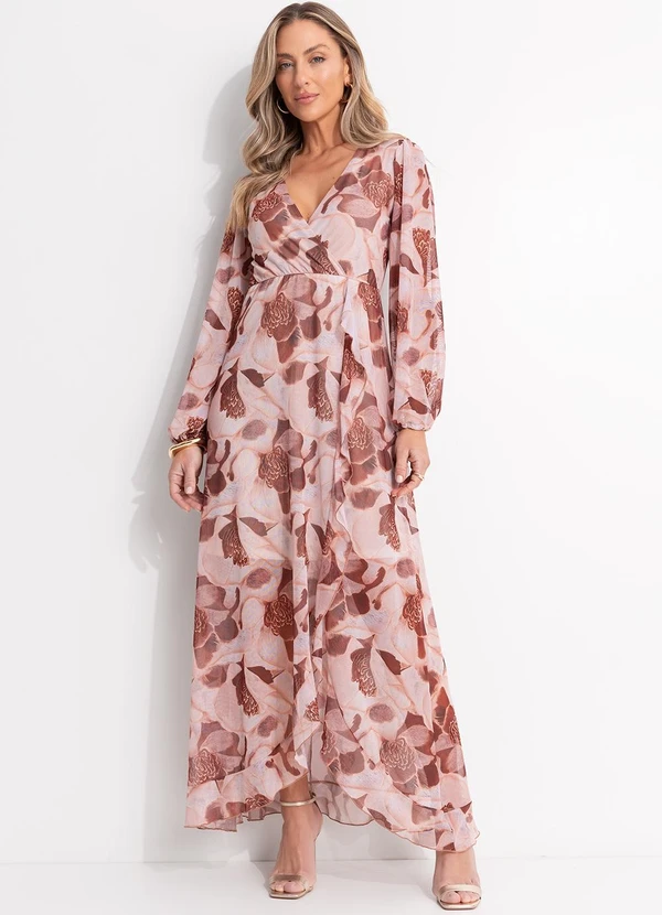 Quintess - Vestido Floral Bege em Tule 6