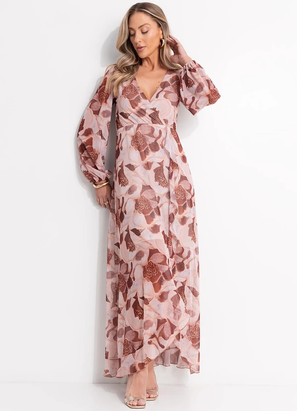 Quintess - Vestido Floral Bege em Tule 7