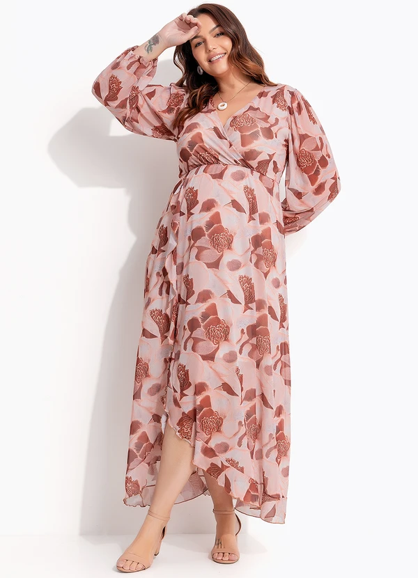 Quintess - Vestido Floral Bege em Tule 10