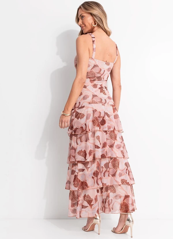 Quintess - Vestido Floral Bege em Tule 9