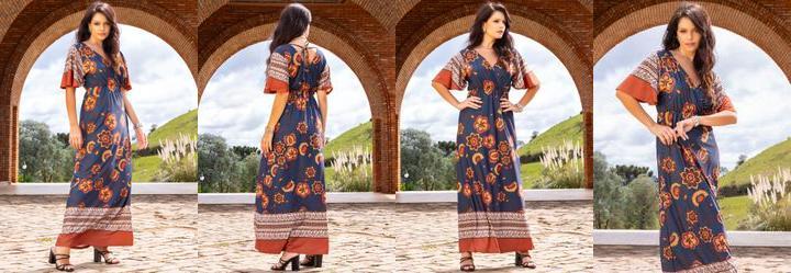 Vestido Floral Boho em Malha Fria