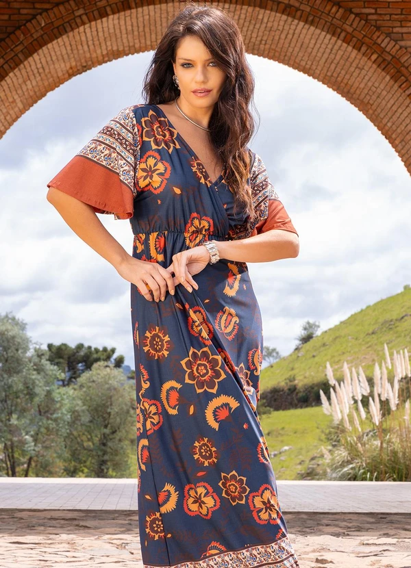 Quintess - Vestido Floral Boho em Malha Fria 4