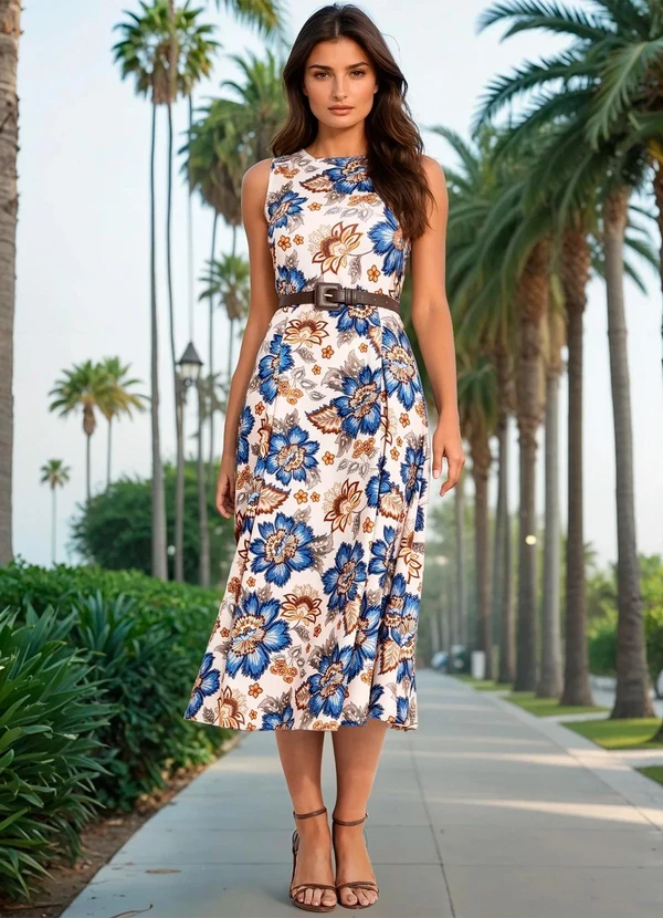 Quintess - Vestido Floral Bordado Estampa Exclusiva