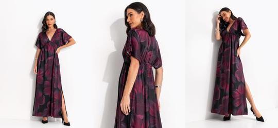 Vestido Floral Bord� em Malha Fria