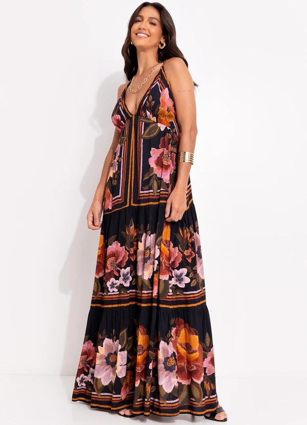 Farm - Vestido Floral Cleo Preto 3