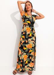 Vestido Floral Escuro em Malha