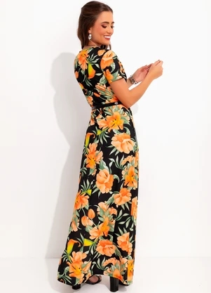 Moda Pop - Vestido Floral Escuro em Malha - MODA POP