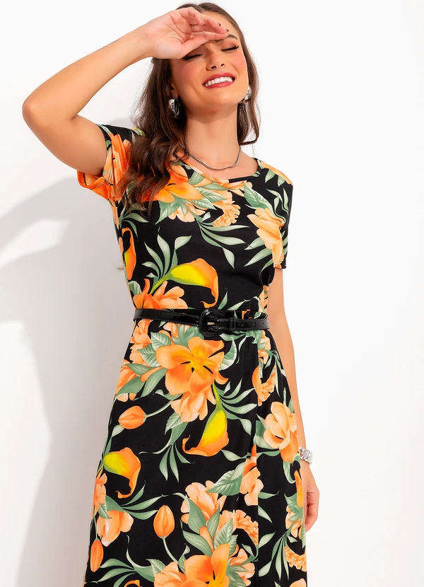 Moda Pop - Vestido Floral Escuro em Malha 3