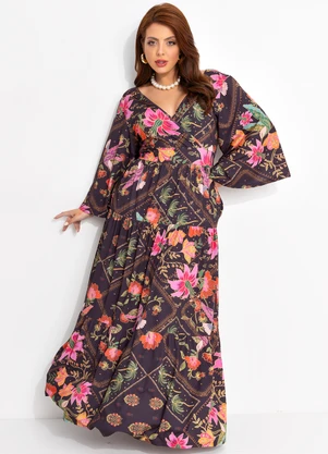 Quintess - Vestido Floral Folk em Malha Fria - QUINTESS