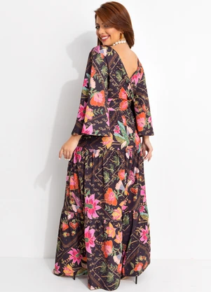 Quintess - Vestido Floral Folk em Malha Fria - QUINTESS