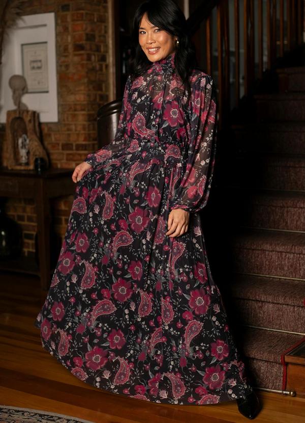 Quintess - Vestido Floral Folk em Tule 2