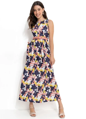 Moda Pop - Vestido Floral Grande em Jersey Acetinado - MODA POP