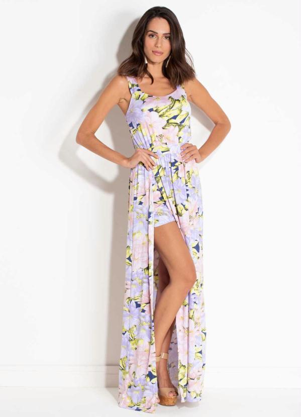 Quintess - Vestido Floral Lilás de Alças Largas 3