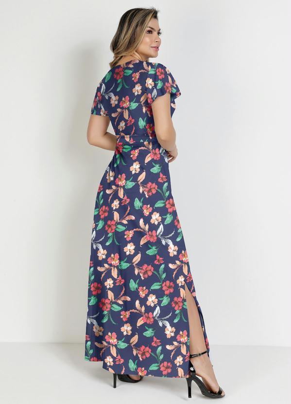 Rosalie - Vestido Floral Marinho com Faixa Moda Evangélica 2