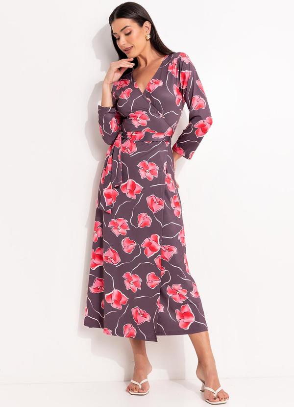 Vestido (Floral Marrom) em Malha Fria