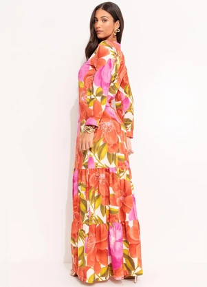 Quintess - Vestido Floral Maxi em Malha Fria - QUINTESS
