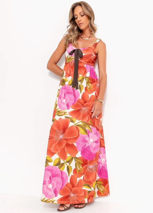 Quintess - Vestido Floral Maxi em Malha Fria 9