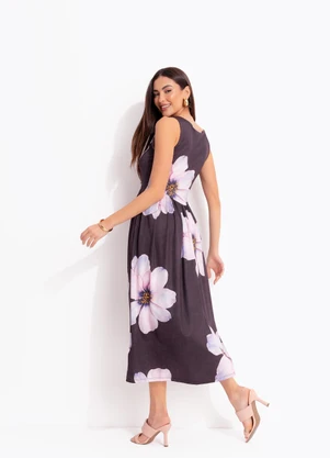 Quintess - Vestido Floral Maxi em Malha Fria - QUINTESS