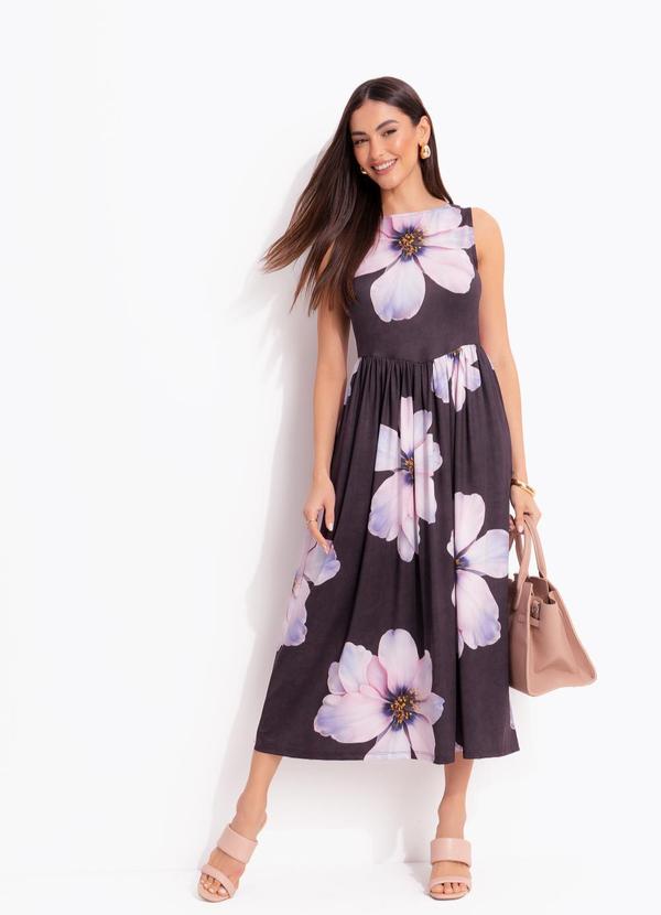 Vestido (Floral Maxi) em Malha Fria