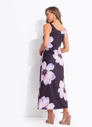 Quintess - Vestido Floral Maxi em Malha Fria - QUINTESS