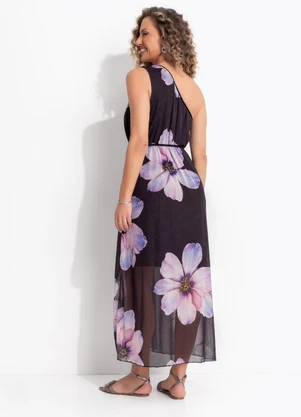 Quintess - Vestido Floral Maxi em Tule - QUINTESS