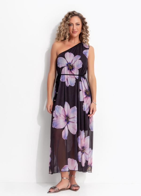 Quintess - Vestido Floral Maxi em Tule