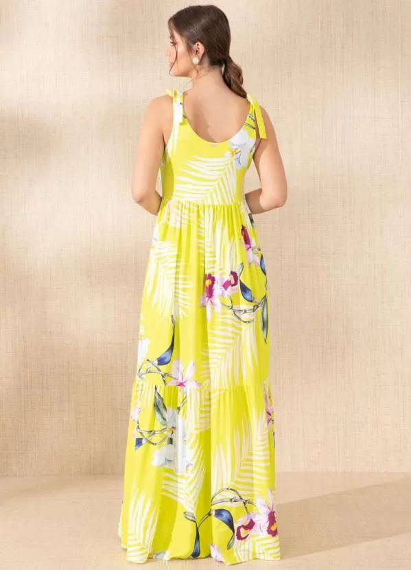 Quintess - Vestido Floral Neon em Viscose Plana Digital 5