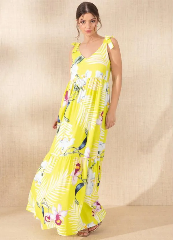 Quintess - Vestido Floral Neon em Viscose Plana Digital 4