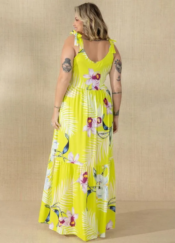 Quintess - Vestido Floral Neon em Viscose Plana Digital 2