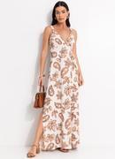 Vestido Floral Paisley em Malha de Viscose
