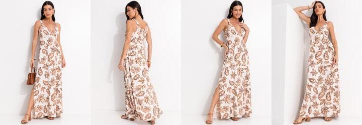 Vestido Floral Paisley em Malha de Viscose