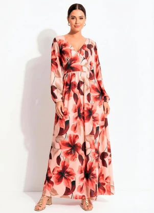 Quintess - Vestido Floral Pincelado em Malha Fria - QUINTESS