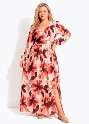 Quintess - Vestido Floral Pincelado em Malha Fria - QUINTESS