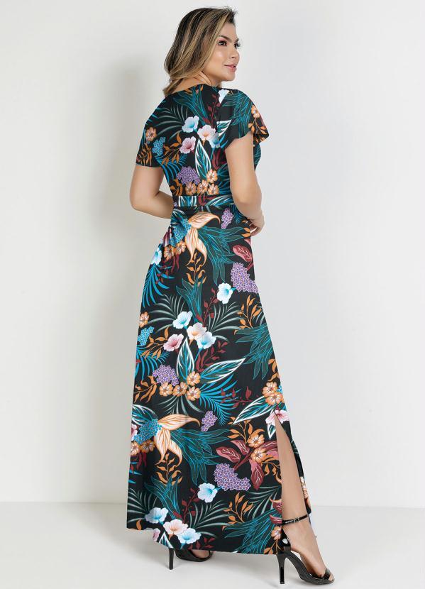 Rosalie - Vestido Floral Preto com Faixa 2