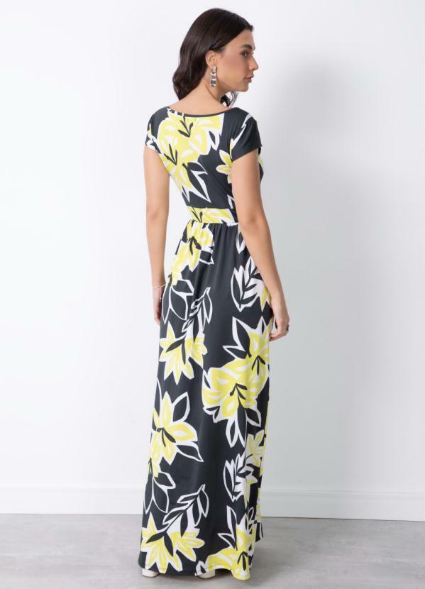 Quintess - Vestido Floral Preto com Franzido 3